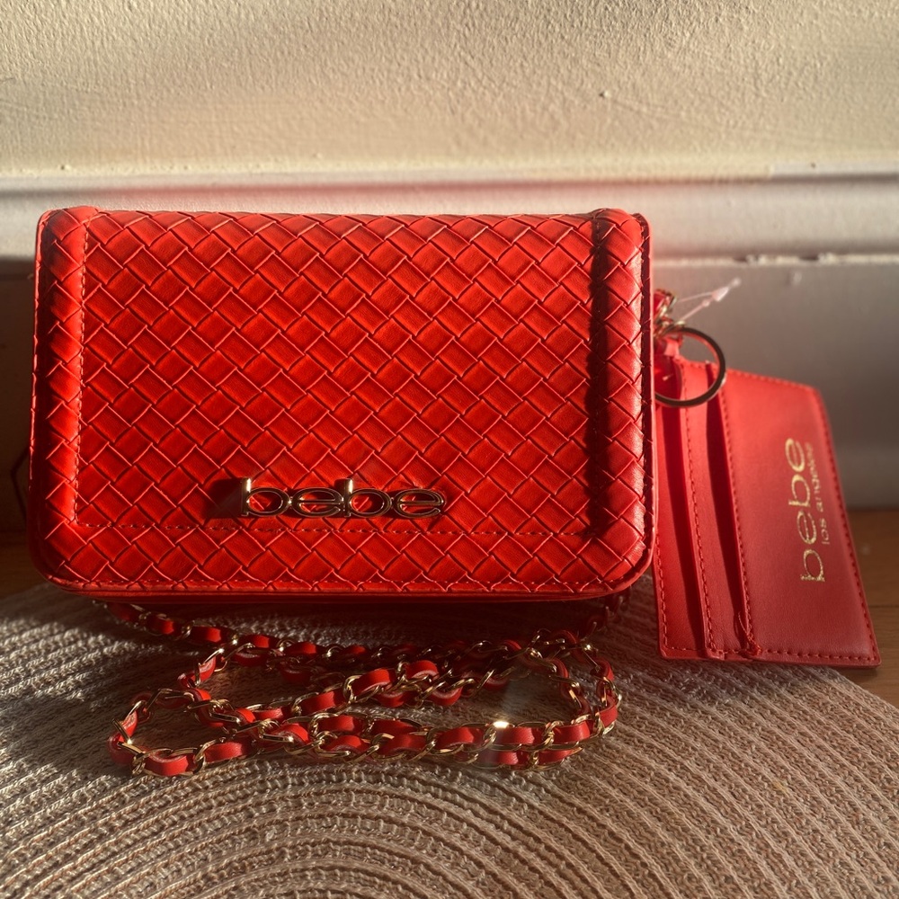 NEW Bebe Lattice Red Crossbody Purse
